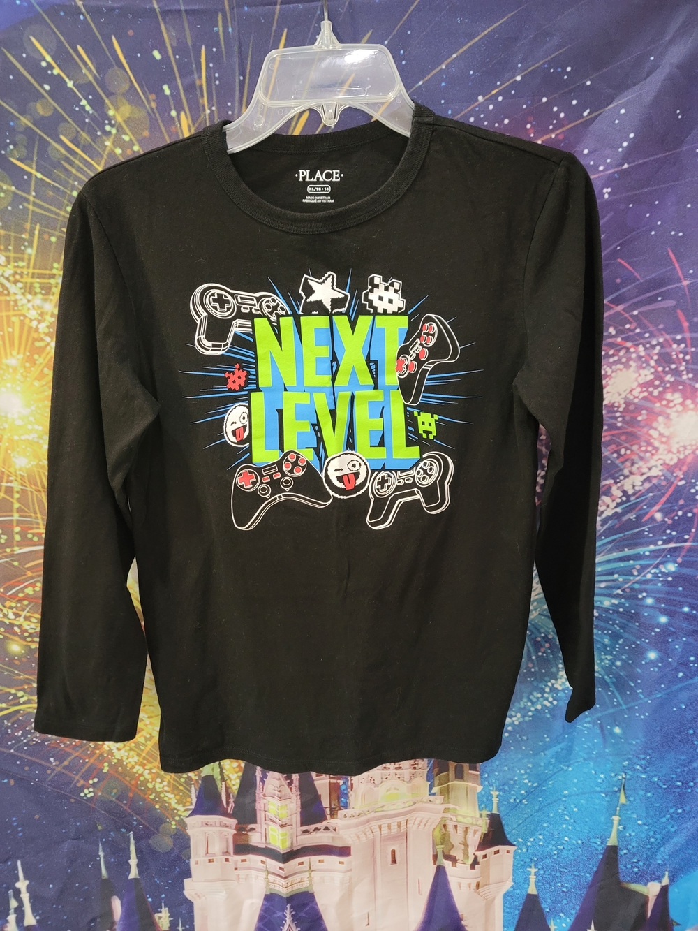 Children's Place Black Long-Sleeve Tee with Neon Green & Blue